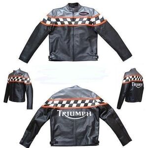 Triumph motorcycle leather trimmed jacket in XXL